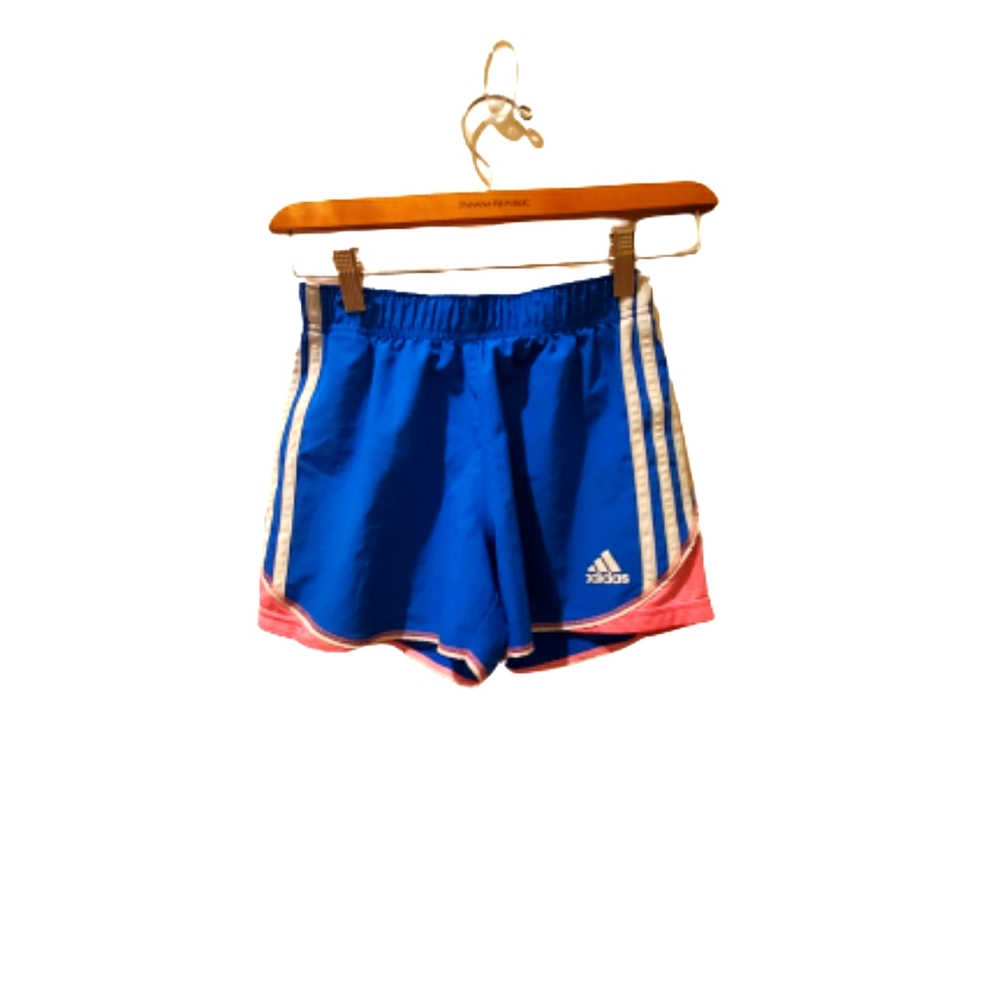 Girls adidas xs athletic short blue pink